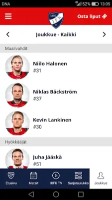 HIFK android App screenshot 1