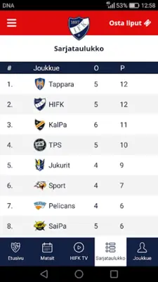 HIFK android App screenshot 2